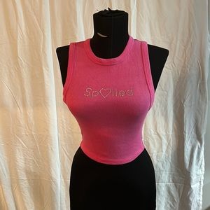 SPOILED crop pink tank top